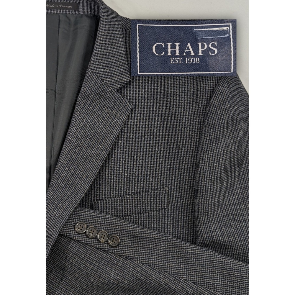 Chaps Ralph Lauren Blazer Suit Jacket Soft Wool Birdseye Blue 48L *Small Hole